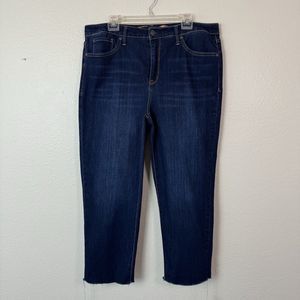 Seven 7 For All Mankind Tower Straight Crop Denim Blue Jeans Dark Wash 16